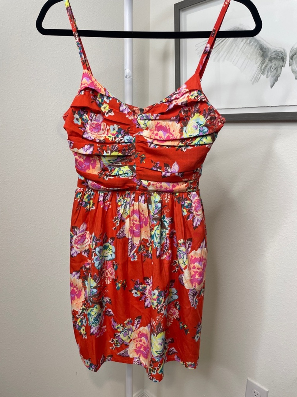Y2K Vintage Roxy Red Multicolor Floral Smocked Sundress